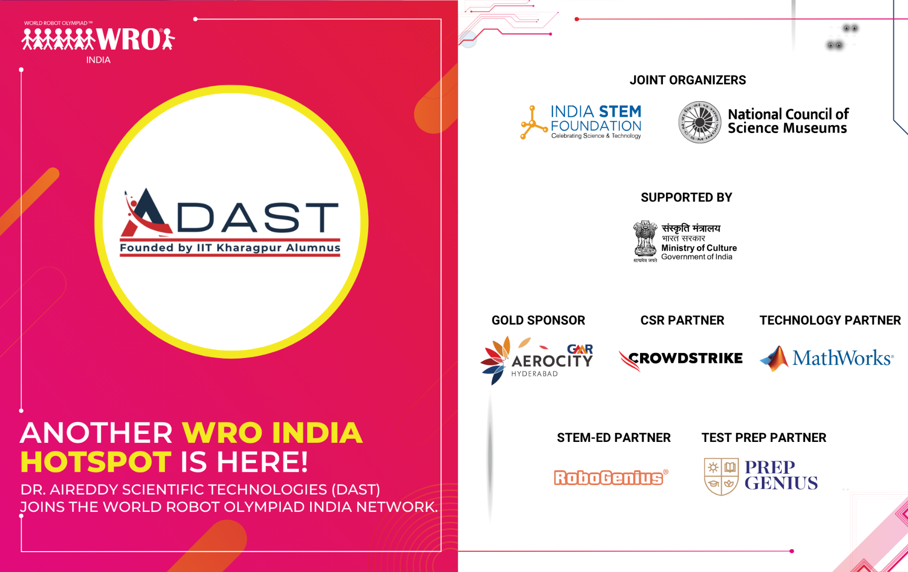 DAST Registered as Official WRO India Hotspot for Regional Robotics Championships